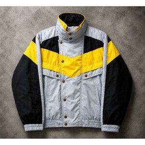 Vintage 80s Ski Jacket Mens L Prima Futursky Colorblock Puffer Made USA